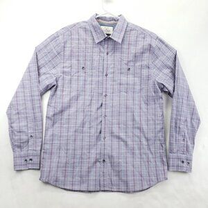 Flag & Anthem Shirt Mens Large Purple Plaid 100% Cotton Flip Cuffs Button-Up